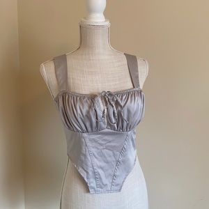 Silver satin tank top